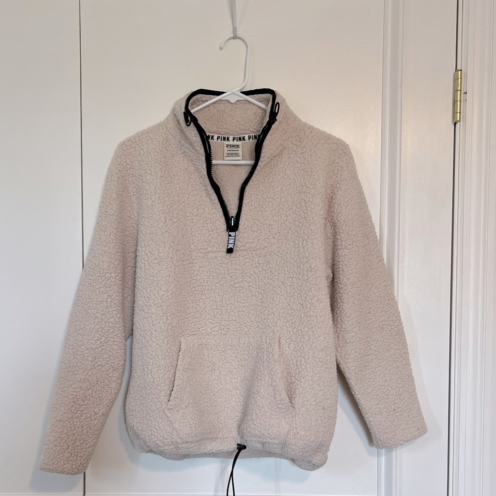 VS PINK Sherpa quarter zip pullover